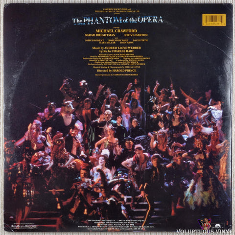 Andrew Lloyd Webber ‎– The Phantom Of The Opera vinyl record back cover