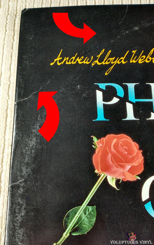 Andrew Lloyd Webber ‎– The Phantom Of The Opera vinyl record front cover top left corner