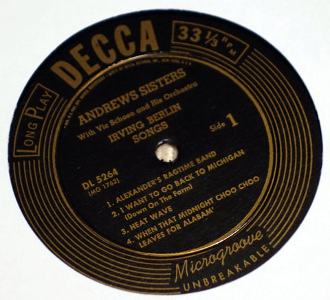 The Andrews Sisters – Irving Berlin Songs vinyl record
