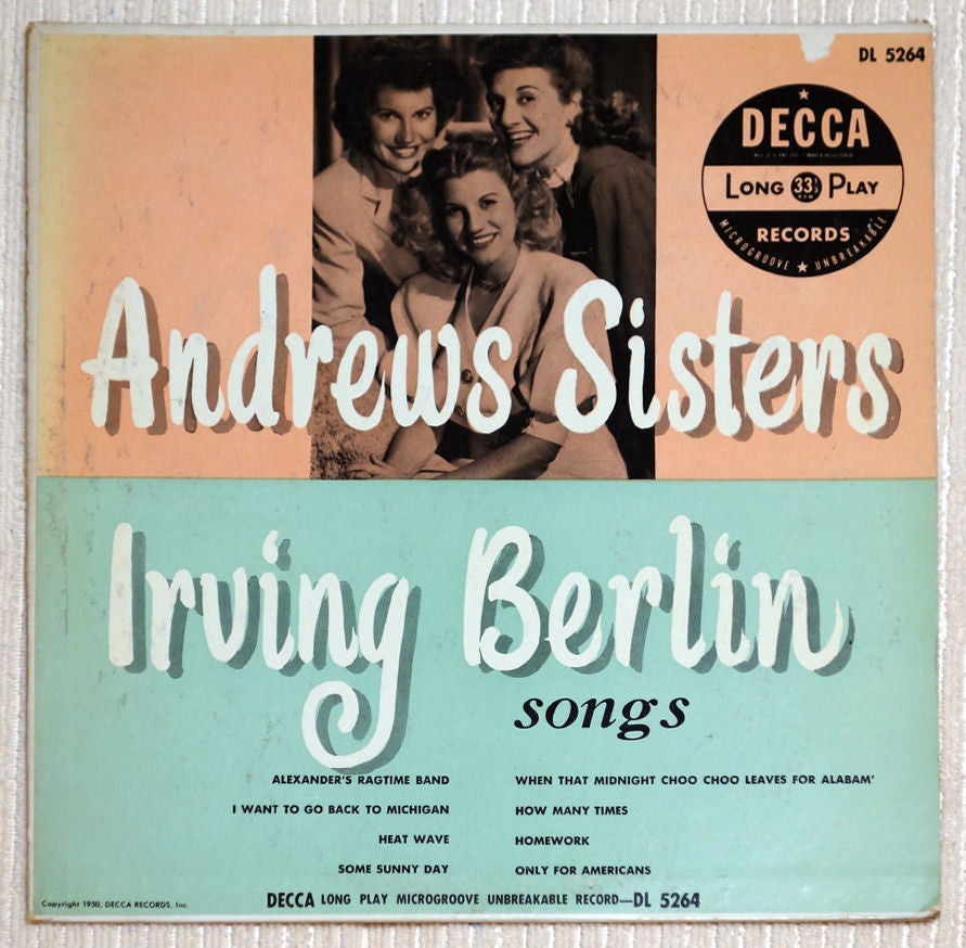 The Andrews Sisters – Irving Berlin Songs vinyl record front cover