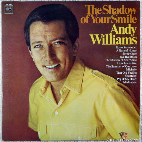 Andy Williams ‎– The Shadow Of Your Smile vinyl record front cover
