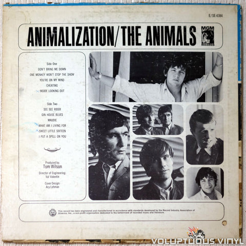 The Animals ‎– Animalization vinyl record back cover