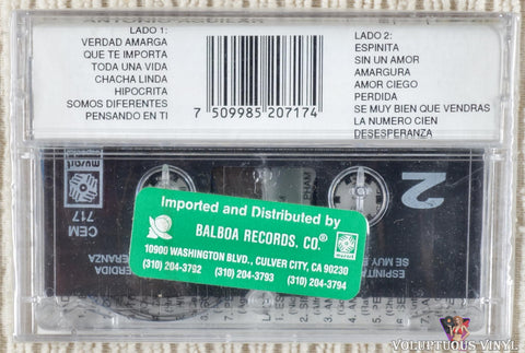 Antonio Aguilar ‎– 15 Boleros De Siempre 15 Con Tambora cassette tape back cover