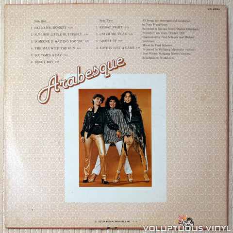 Arabesque ‎– Arabesque vinyl record back cover