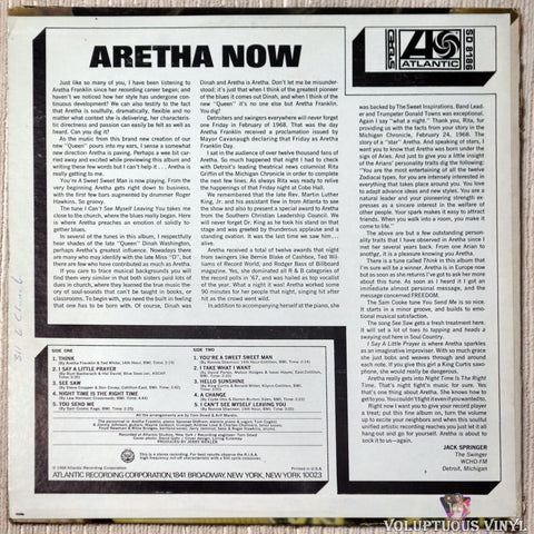 Aretha Franklin ‎– Aretha Now vinyl record back cover