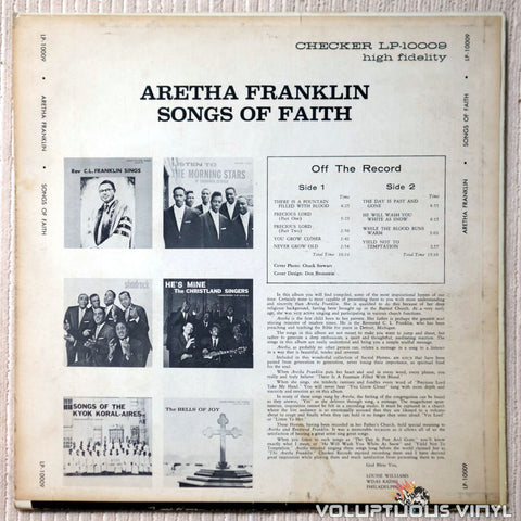 Aretha Franklin ‎– Songs Of Faith - Vinyl Record - Back Cover
