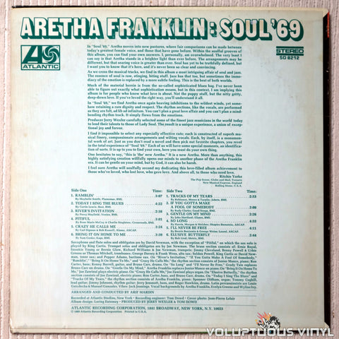 Aretha Franklin ‎– Soul '69 - Vinyl Record - Back Cover