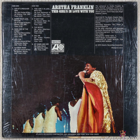 Aretha Franklin ‎– This Girl's In Love With You vinyl record back cover