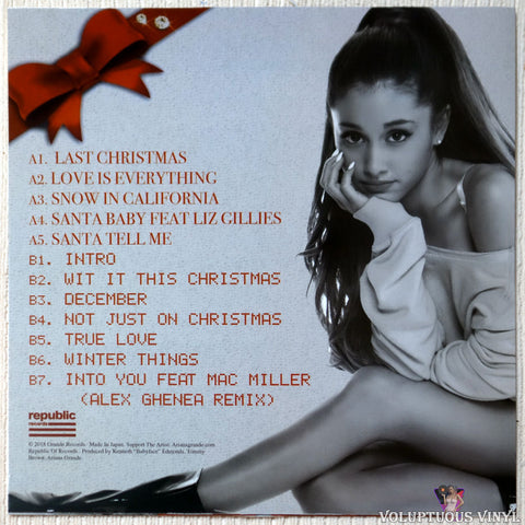 Ariana Grande ‎– Christmas Kisses & Chill vinyl record back cover