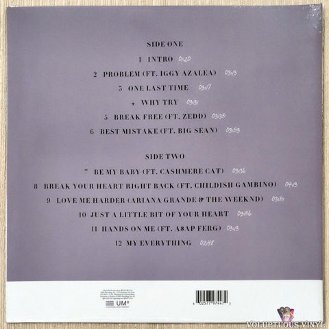 Ariana Grande ‎– My Everything vinyl record back cover