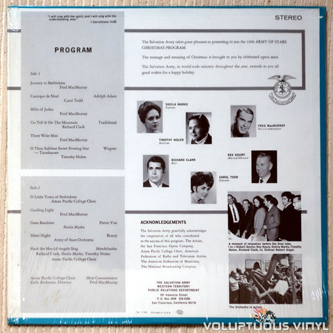 Various ‎– Army Of Stars: Christmas, 1969 vinyl record back cover