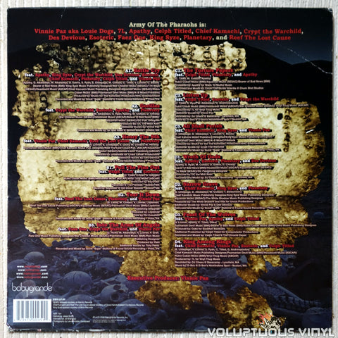 Army Of The Pharaohs ‎– The Torture Papers vinyl record back cover