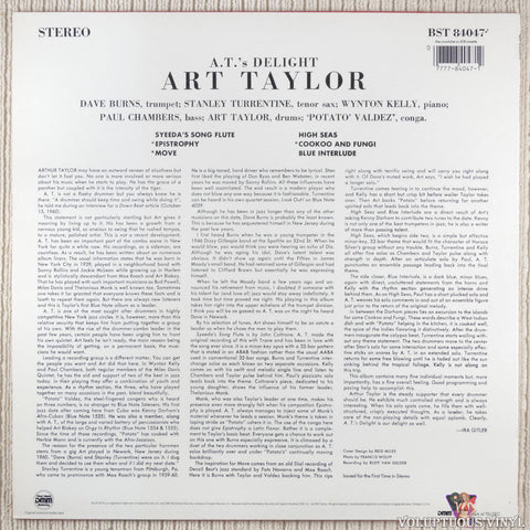 Art Taylor – A.T.'s Delight vinyl record back cover