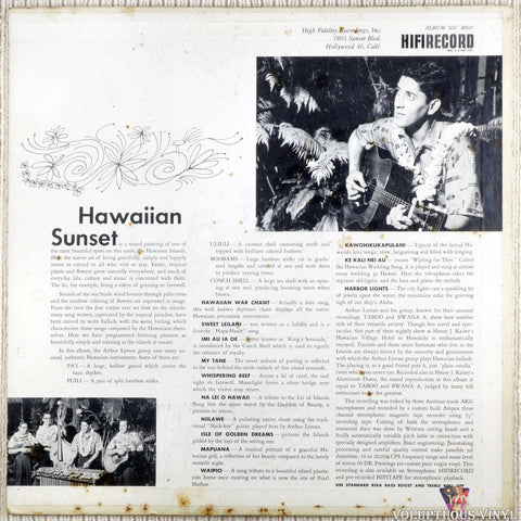 Arthur Lyman ‎– Hawaiian Sunset vinyl record back cover