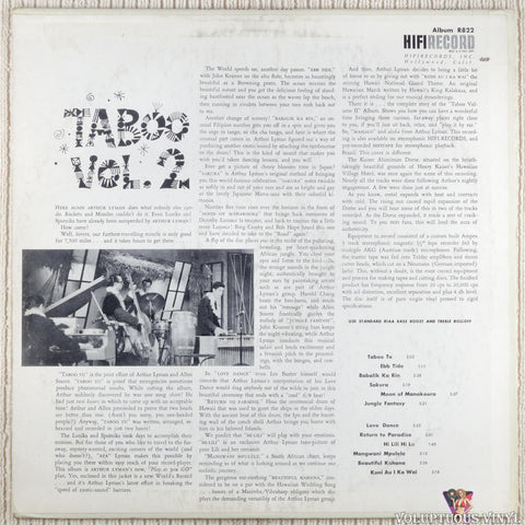 Arthur Lyman – Taboo Vol. 2 vinyl record back cover