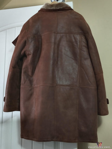 Aston Leather Cognac Brisa 100% Lambskin & Shearling Jacket / Coat Men's Medium back