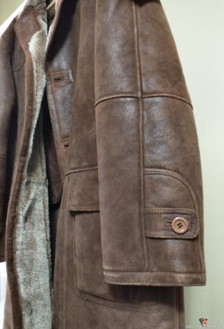 Aston Leather Cognac Brisa 100% Lambskin & Shearling Jacket / Coat Men's Medium side