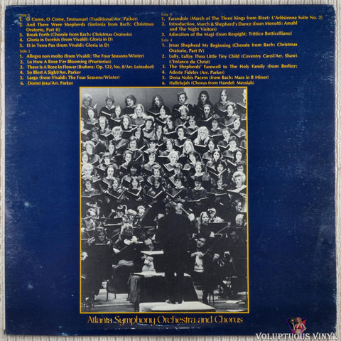 Atlanta Symphony Orchestra & Chorus, Robert Shaw ‎– Nativity: A Christmas Concert With Robert Shaw vinyl record back cover