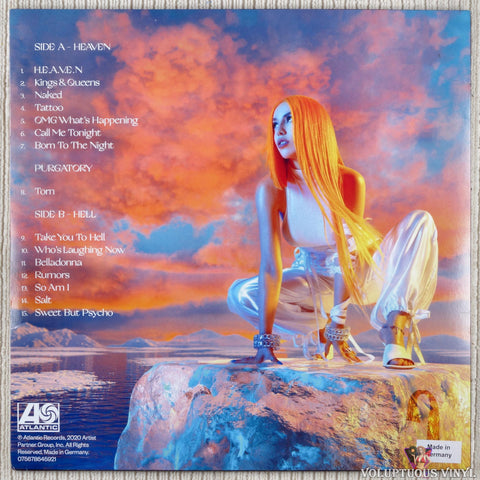 Ava Max – Heaven & Hell vinyl record back cover