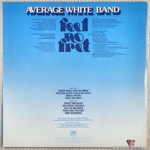 Average White Band – Feel No Fret vinyl record back cover