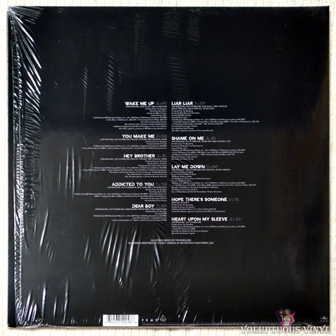 Avicii ‎– True vinyl record back cover