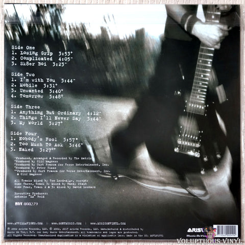 Avril Lavigne ‎– Let Go vinyl record back cover