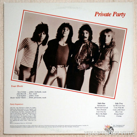 Bad Boy ‎Private Party Vinyl Record Back Cover