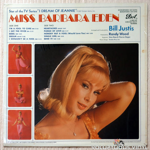 Barbara Eden ‎– Miss Barbara Eden - Vinyl Record - Back Cover