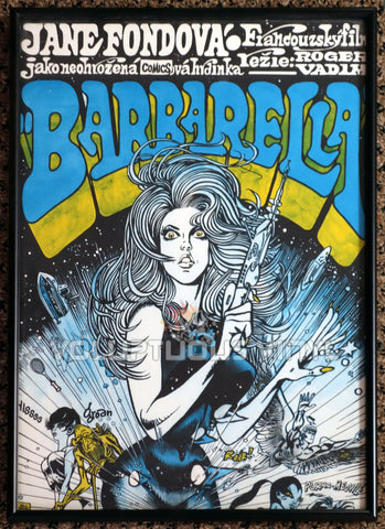 Barbarella 1971 Czech Republic Poster Sexy Sci-Fi Jane Fonda Art Framed