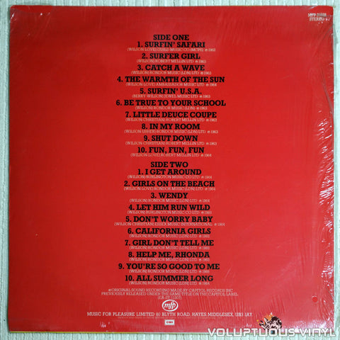 The Beach Boys ‎– Endless Summer - Vinyl Record - Back Cover