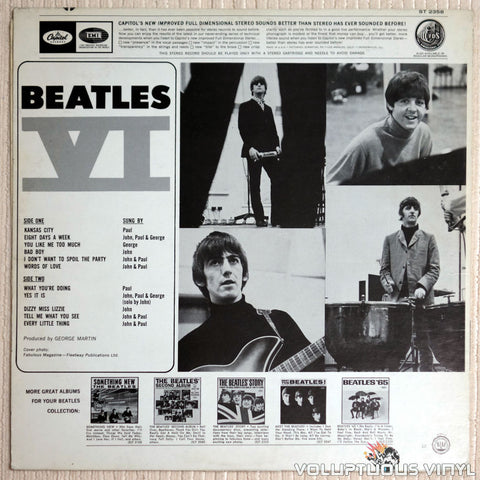 The Beatles ‎– Beatles VI - Vinyl Record - Back Cover
