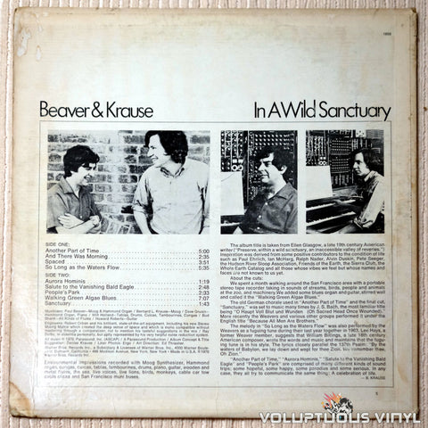 Beaver & Krause ‎– In A Wild Sanctuary - Vinyl Record - Back Cover