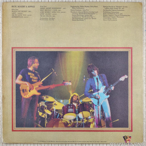 Beck, Bogert & Appice – Beck, Bogert & Appice vinyl record back cover