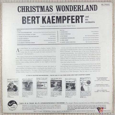 Bert Kaempfert And His Orchestra ‎– Christmas Wonderland vinyl record back cover