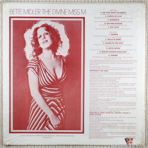 Bette Midler – The Divine Miss M vinyl record back cover