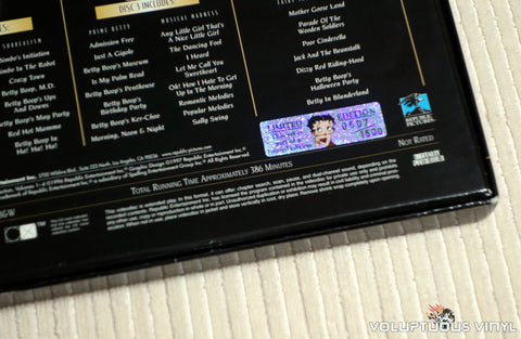 Betty Boop: The Definitive Collection #1: Limit.Ed Box Set - LaserDisc - Back Cover Sticker