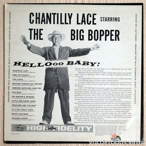 The Big Bopper ‎– Chantilly Lace - Vinyl Record - Back Cover