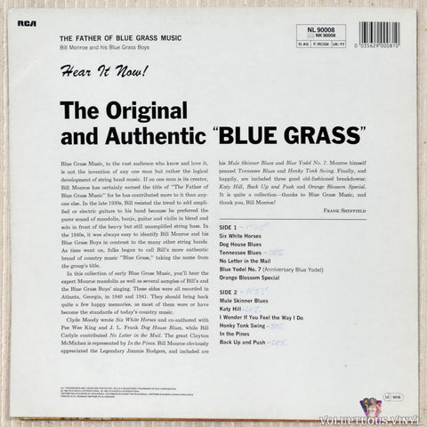 Bill Monroe & His Blue Grass Boys ‎– The Father Of Blue Grass Music vinyl record back cover