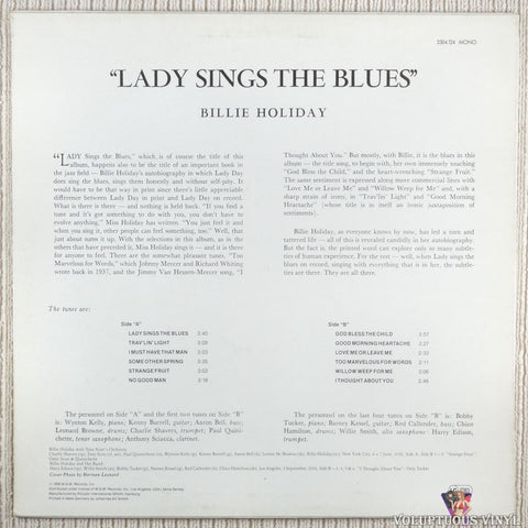 Billie Holiday – Lady Sings The Blues vinyl record back cover