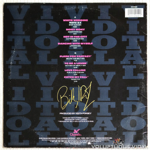 Billy Idol ‎– Vital Idol - Vinyl Record - BackCover