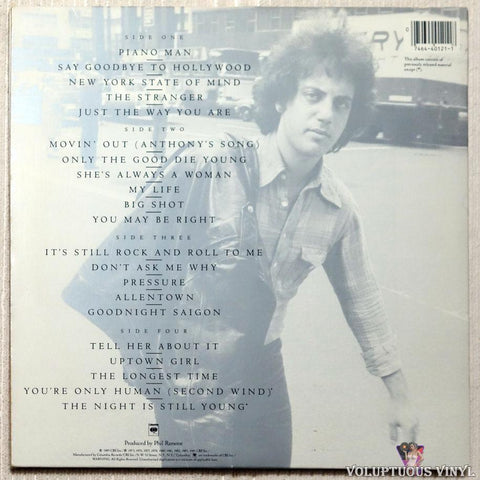 Billy Joel ‎– Greatest Hits Volume I & Volume II vinyl record back cover