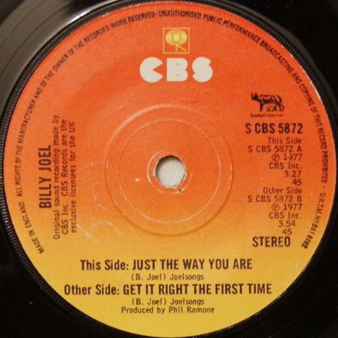 Billy Joel – Just The Way You Are (1977) 7" Single, UK Press