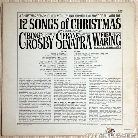Bing Crosby, Frank Sinatra, Fred Waring And The Pennsylvanians ‎– 12 Songs Of Christmas - Vinyl Record - Back Cover