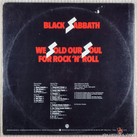 Black Sabbath – We Sold Our Soul For Rock 'N' Roll vinyl record back cover