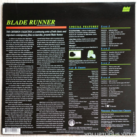 Blade Runner: Special Edition - LaserDisc - Back Cover