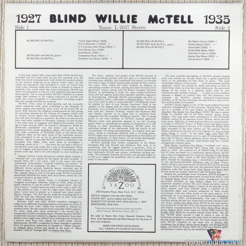 Blind Willie McTell – 1927-1935 vinyl record back cover