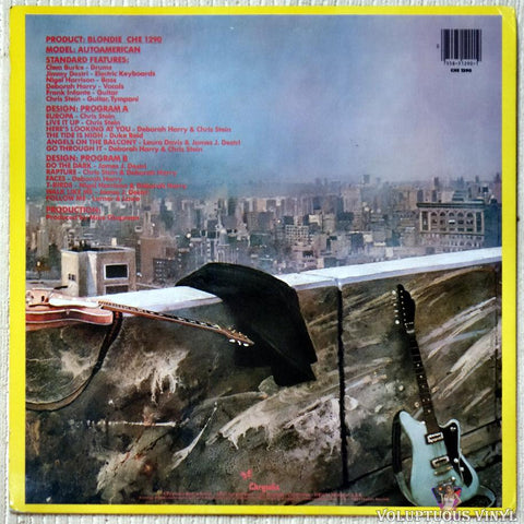Blondie ‎– AutoAmerican vinyl record back cover