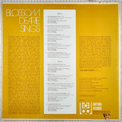 Blossom Dearie – Blossom Dearie Sings, Volume I vinyl record back cover