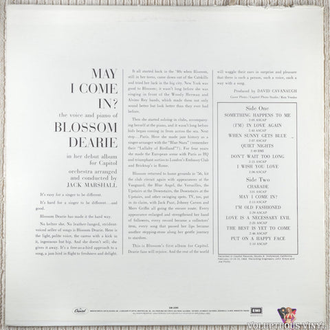 Blossom Dearie – May I Come In? vinyl record back cover