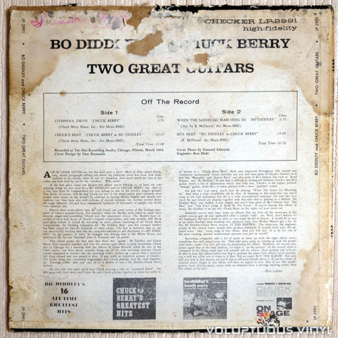 Bo Diddley / Chuck Berry ‎– Two Great Guitars - Vinyl Record - Back Cover